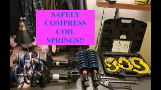 How to Safely Compress Vehicle Coil Springs With Macpherson Compressor  Subaru RalliTEK Springs [upl. by Yolane]