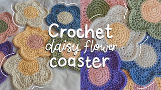 Cute and Easy Daisy Flower Coaster  Hayhay Crochet [upl. by Llen]