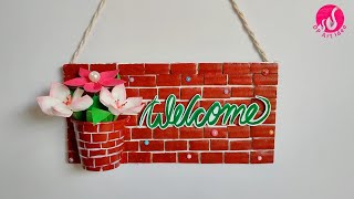 DIY Welcome Door Hanger  Decor Decor Idea  Cardboard Craft Idea  DIY Wellcome Board [upl. by Oscar147]