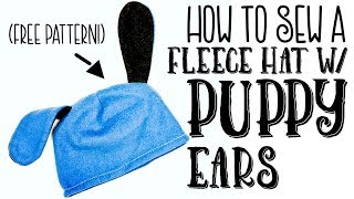 How to make a Fleece Hat with Puppy Ears [upl. by Bohman]