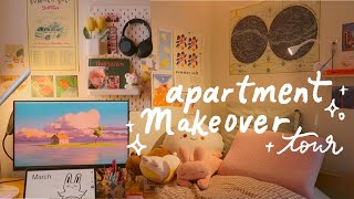 my cozy college apartment 🧸🤍 makeover  tour [upl. by Francisco427]