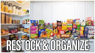 MAJOR RESTOCK AND ORGANIZE WITH ME  PANTRY amp FRIDGE ORGANIZATION  CLEANING MOTIVATION [upl. by Hicks]