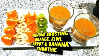 Immune boosting Orange Kiwi Carrot and Banana Smoothie dairy free Smoothie Recipe [upl. by Tnerb]