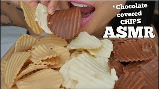 ASMR Potato Chips Covered CHOCOLATE CRUNCHY EATING SOUNDS  SASASMR [upl. by Olbap]