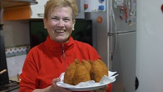 Pasta Grannies enjoys arancini from Catania in Sicily [upl. by Nesline460]