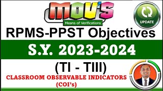 T1T3 RPMS Objectives Classroom Observable Indicators for SY 20232024 [upl. by Eladnyl630]