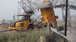 dumper raakt noodbrug strand katwijk deel 1 [upl. by Fryd]