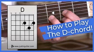 Super Easy First Guitar Lesson  Guitar Lessons For Beginners  Stage 1  The D Chord [upl. by Loralie463]