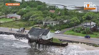 Drone Footage Shows Waves Pounding Alligator Point as Hurricane Helene Hits Florida  News9 [upl. by Priest]