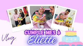 Vlog📹Cumple mes 6 🎂Eliette👸🏽festejó 🎉🥳 Vestido 👗y pastel 🎂 inicio alimentación complementaria 🥕 [upl. by Eicnan]