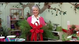 How to Make a Red Velvet Bow and Fresh Pine Swag for Christmas Nancy Alexander edition 2016 [upl. by Zoha344]