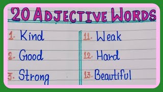 20 Adjectives Words In English  Examples Of Adjectives  Important Adjective Words [upl. by Lered]