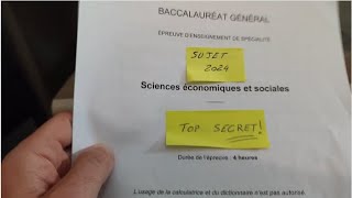 TOP SECRET  LES SUJETS DU BAC DE SES 2024 [upl. by Merp]