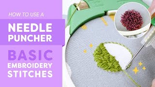 How to Use a 💜Needle Puncher💜 Basic Embroidery Stitches [upl. by Vivianne838]