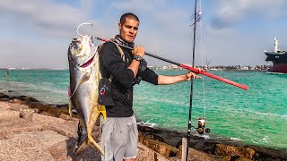 its possible to catch giants from land  the day the water came alive jetty fishing [upl. by Anitnas152]