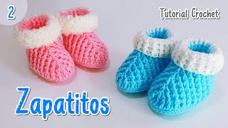 Como tejer paso a paso zapatitos escarpines botitas a crochet  ganchillo  ganchoFácil Parte 2 [upl. by Constantin]