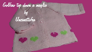 Golfino top down a maglia per bimba tutorial parte 12 [upl. by Arlie30]