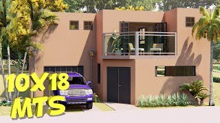 Casa de 10x18 mts  10x18 House Plans [upl. by Tristam]