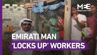 UAE man holds Indian workers in cage [upl. by Onahpets]