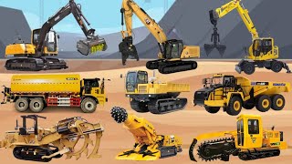 TYPES OF HEAVY EQUIPMENT MACHINERY  Pulverizer Tracked Dump Truck Mulcher Excavator Trencher [upl. by Naujaj]