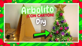 DIY Pinito Navideño con Cartón  como hacer un arbolito Navideño fácil  adornos Navideños [upl. by Attennhoj]