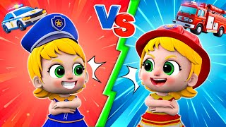 Police Girl vs Fire Girl Song 🚓🚒🚑  Super Rescue Kid  NEW✨ Nursery Rhymes For Baby [upl. by Yeleek946]