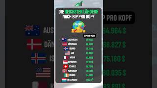 Die reichsten Länder nach BIP pro Kopf 🌍💰 reichtum finanzen bip gdp länder wirtschaft [upl. by Aihsena134]