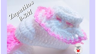 Como tejer Zapatitos  escarpines  patucos para niñas o bebé 03M fácil de hacer 184 [upl. by Doherty183]