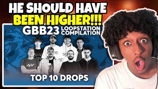 TOP 10 DROPS 🔊🔥 Loopstation  GRAND BEATBOX BATTLE 2023 WORLD LEAGUE  YOLOW Beatbox Reaction [upl. by Anayad]