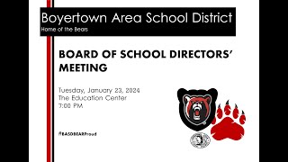 Boyertown Area School Board Meeting 12324 [upl. by Uzzi]