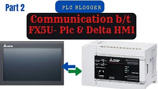 fx5u plc communication with delta hmi  fx5u modbus communication  fx5u rs485 communication [upl. by Atteoj]