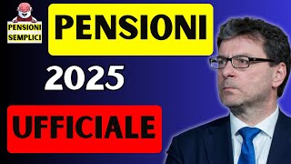 🟨 PENSIONI 2025 UFFICIALE❗️ LE NOVITA NELLA LEGGE DI BILANCIO COSA CAMBIA❓ [upl. by Garibald]