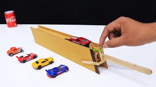 How to Make Hot Wheels Launcher from Cardboard [upl. by Yenitsed]