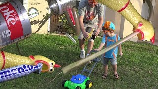 Blippi dressed toddler baby Lawnmower Song Screamin Squakin Chicken Mentos Diet Coke Blippi 1 Fan [upl. by Obeng840]