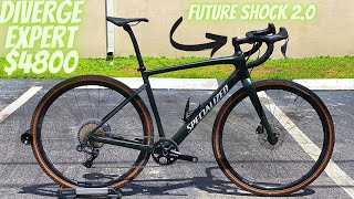 SPECIALIZED DIVERGE EXPERT CARBON 2021 FUTURE SHOCK 20 EXPLAINED GRAVEL BIKE KING OAK GREEN [upl. by Hurty475]