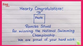 Formal Message of Congratulations  Congratulations Message  Handwriting  Writing  Eng Teach [upl. by Nohj]