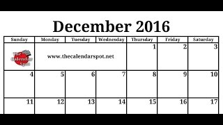 December 2016 Calendar [upl. by Winfrid]