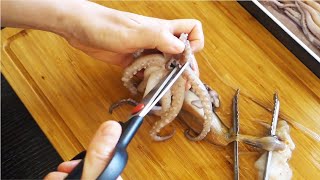 如何處理魷魚 오징어 손질하기 How to Prepare Squid 魷魚處理法 [upl. by Lesya807]