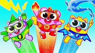 Little Superhero Team for Kids  Sibling Play  Funny Songs For Baby amp Nursery Rhymes by Toddler Zoo [upl. by Milde652]