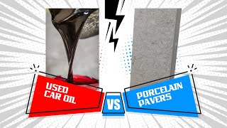 Porcelain Paver vs Natural Stone Oil Stain Test and Easy Cleanup [upl. by Bea225]