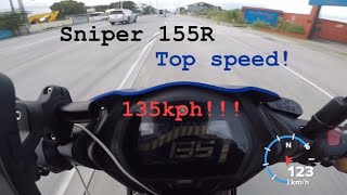 Sniper155r all stock top speed  raysrider [upl. by Eillil]