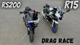 Pulsar rs200 vs R15m  pulsar rs 200 top speed  R15m top speed  drag race [upl. by Amanda]