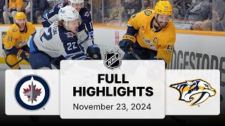 NHL Highlights  Jets vs Predators  November 23 2024 [upl. by Ahiel20]