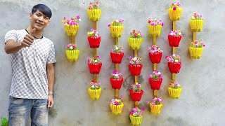 Amazing Garden Grow Colorful Moss Roses in HeartShaped Recycled Plastic Bottles Hanging [upl. by Ojeitak]