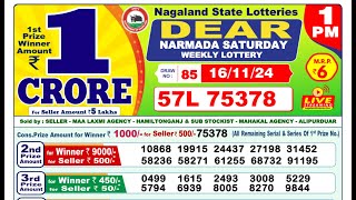 Lottery Result Today 1pm 16112024  Official  Sikkim Lottery [upl. by Straus]