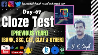 Cloze Test  SSC  Previous Year  Set  07  Competitive English  B K Singh [upl. by Rox361]