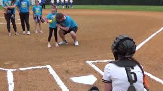 Carrigan Cox Throws Out First Pitch at Tigerette Region Tournament Game [upl. by Donnenfeld]