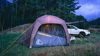 Tent Camping in the Rain  Rainy Car Camping  Air Tent [upl. by Yvi]