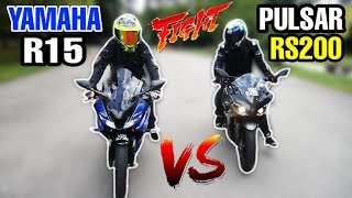 518 YAMAHA R15 VS MODENAS PULSAR RS200  Malaysia [upl. by Nwadahs]