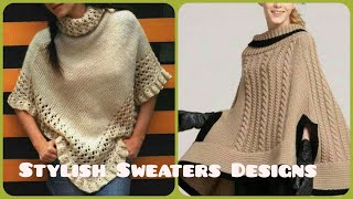 Handmade CROCHET warm Sweaters patterns  PONCHOS PELERINES CAPAS SHRUGS COCOONS design ideas [upl. by Acinyt531]